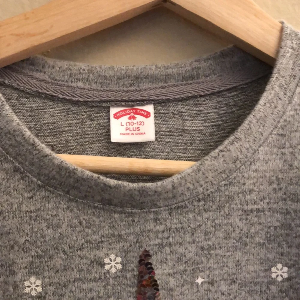 NWT Girl's Plus Size L (10-12) Christmas Sweater w/ Unicorn, Glitter, Snowball - Picture 9 of 12